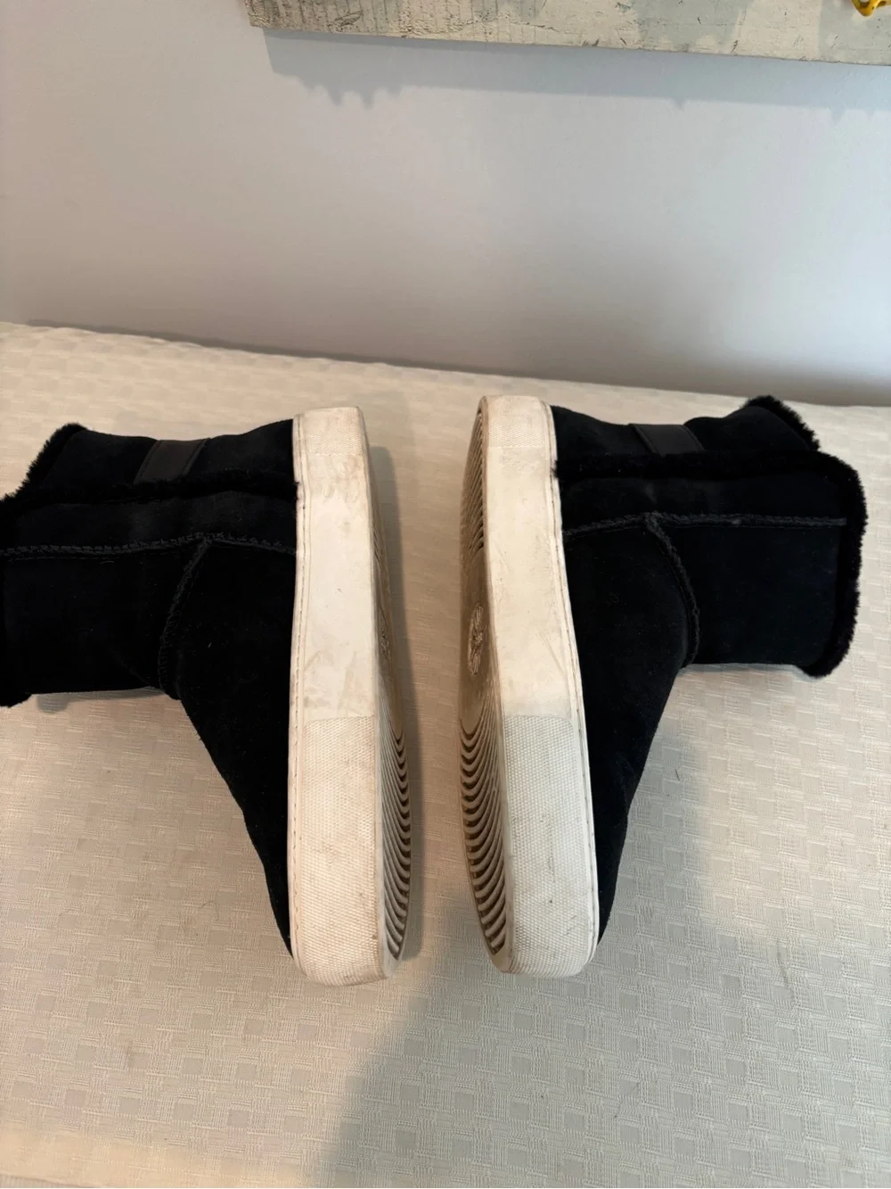 UGG Black Suede Faux-Fur Ankle Sneaker Boots
